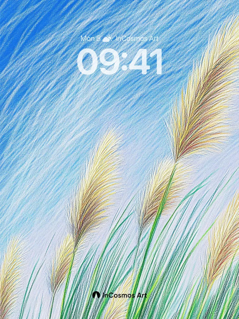 Whispering Grass Wallpaper with Sky-Brushed Light