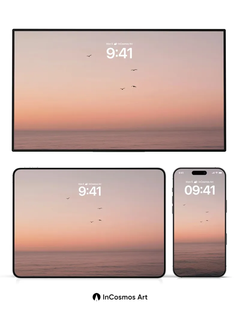 Serenity Drift Wallpaper with Flock of Birds