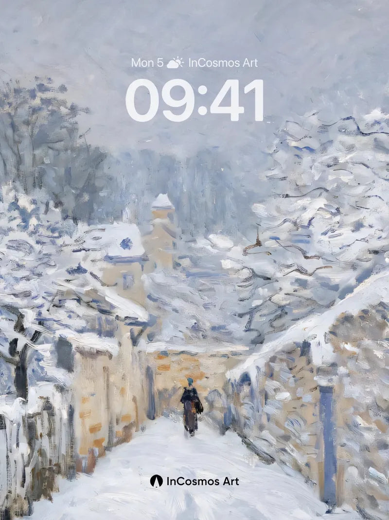 Snow-Laced Silence Wallpaper with Monet Touch