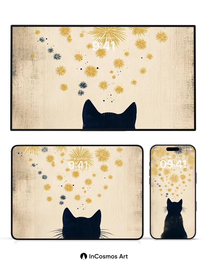 Whispering Starlight Wallpaper with Midnight Silhouette