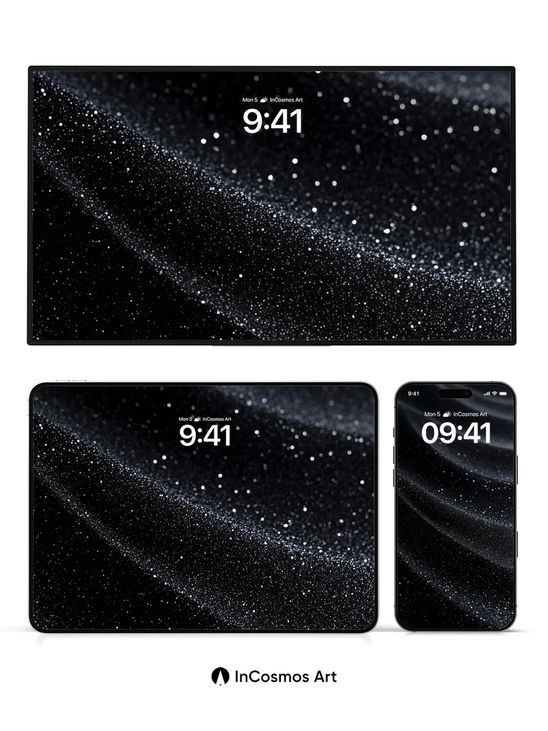 Cosmic Drift Wallpaper with Starlit Waves