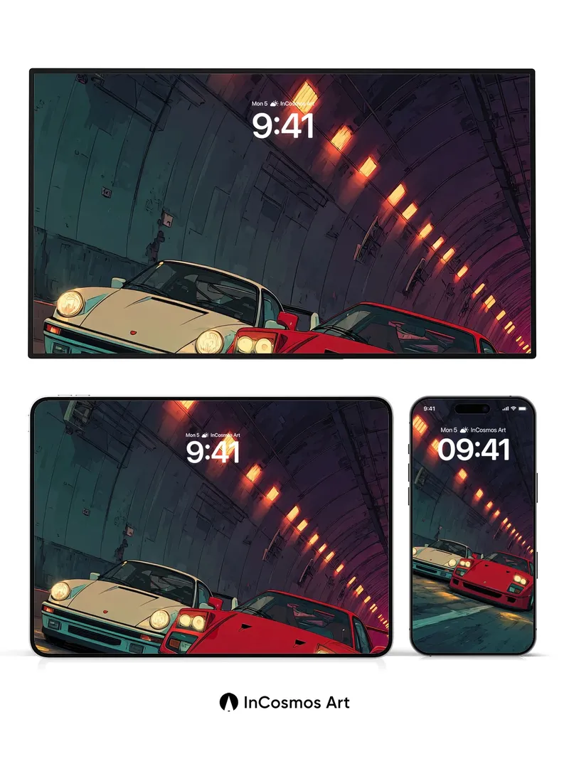 Neon Pulse Wallpaper with Racing Echoes