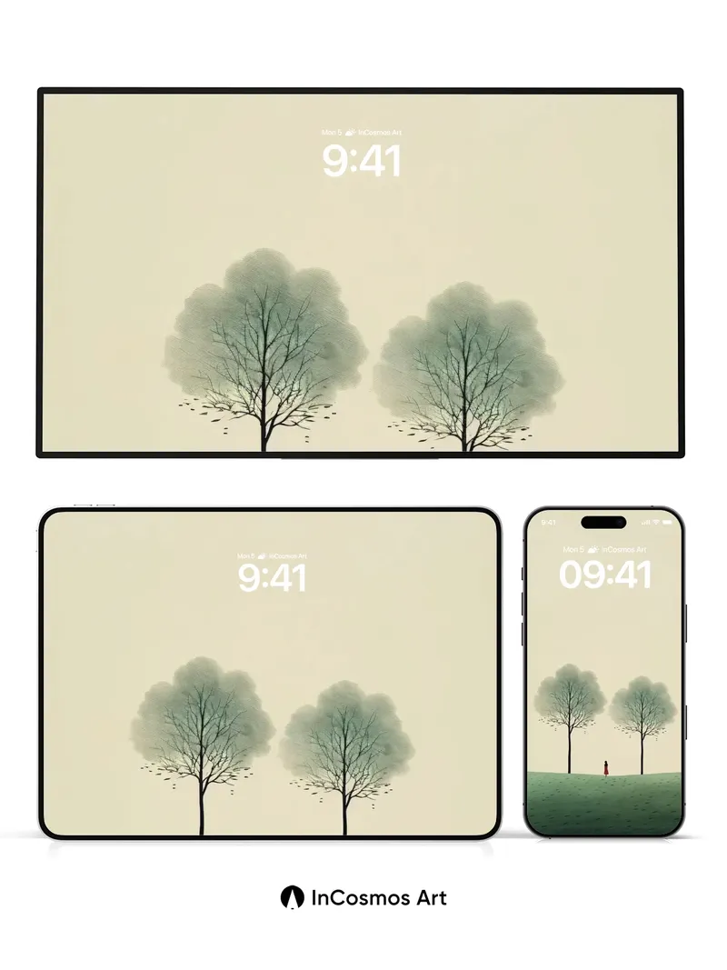 Serenity Between Trees Wallpaper with Silent Walk