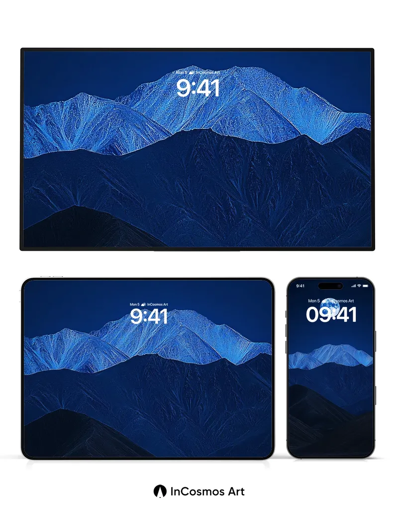 Moonlit Peaks Wallpaper with Celestial Depth