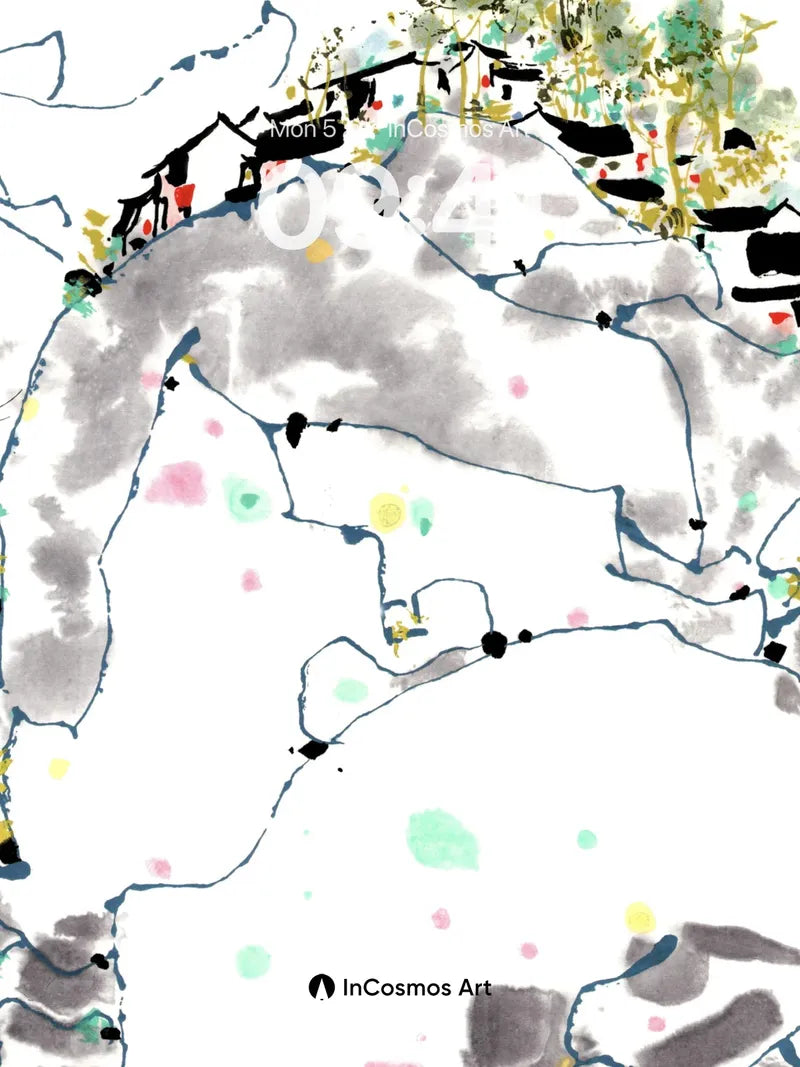 Whispering Ink Wallpaper with Floating Villages