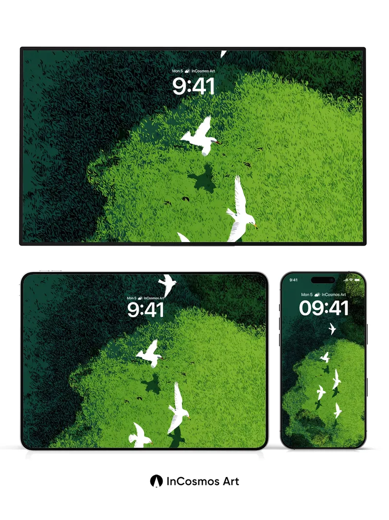 Serenity Flight Wallpaper with Floating Doves