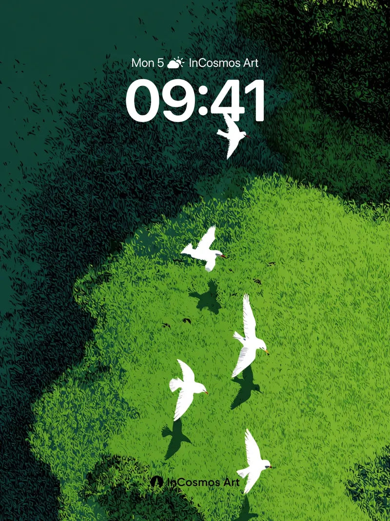 Serenity Flight Wallpaper with Floating Doves