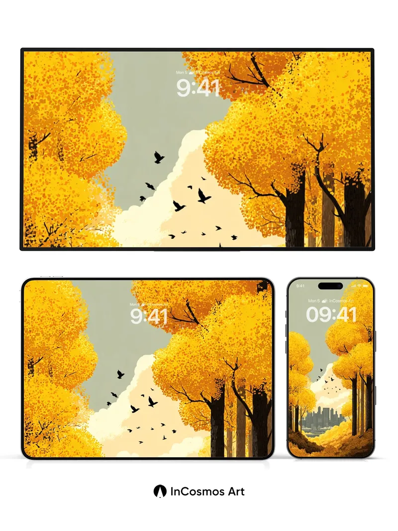 Golden Hush Wallpaper with City Whisper