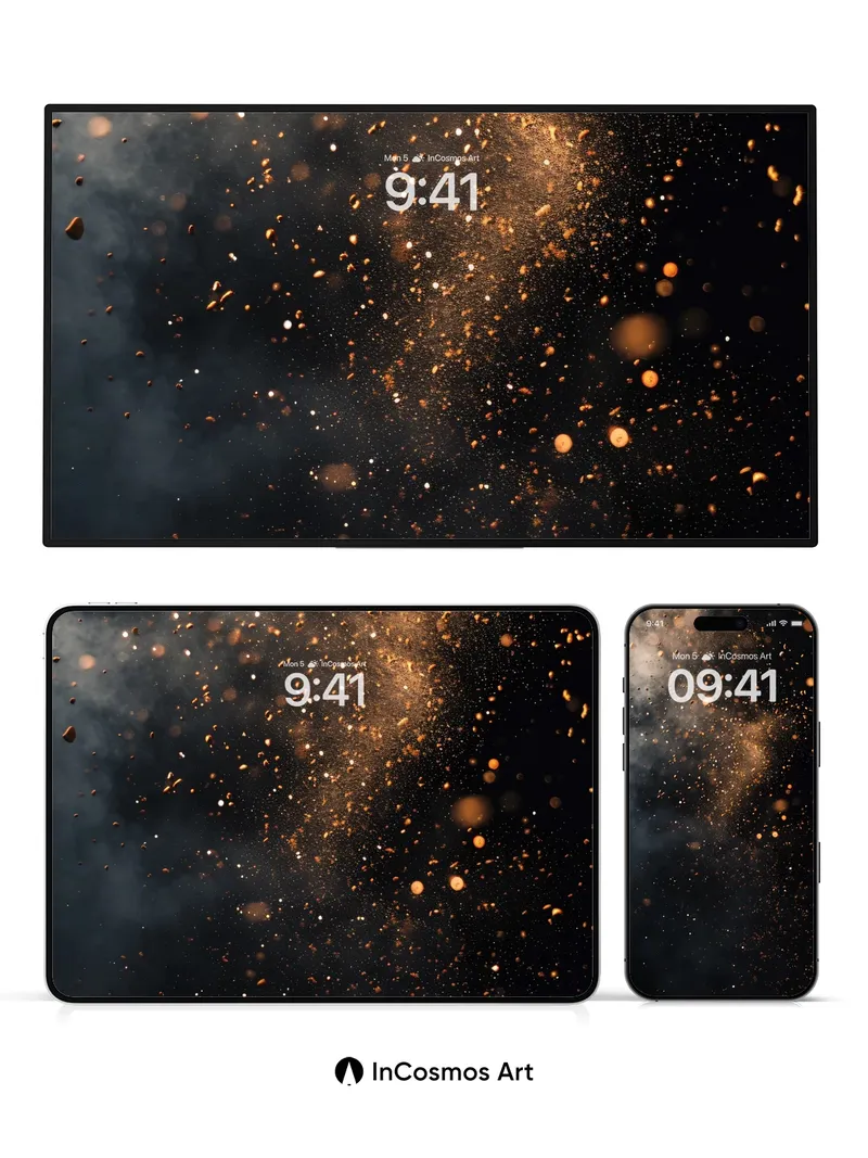 Cosmic Ember Wallpaper with Floating Ash