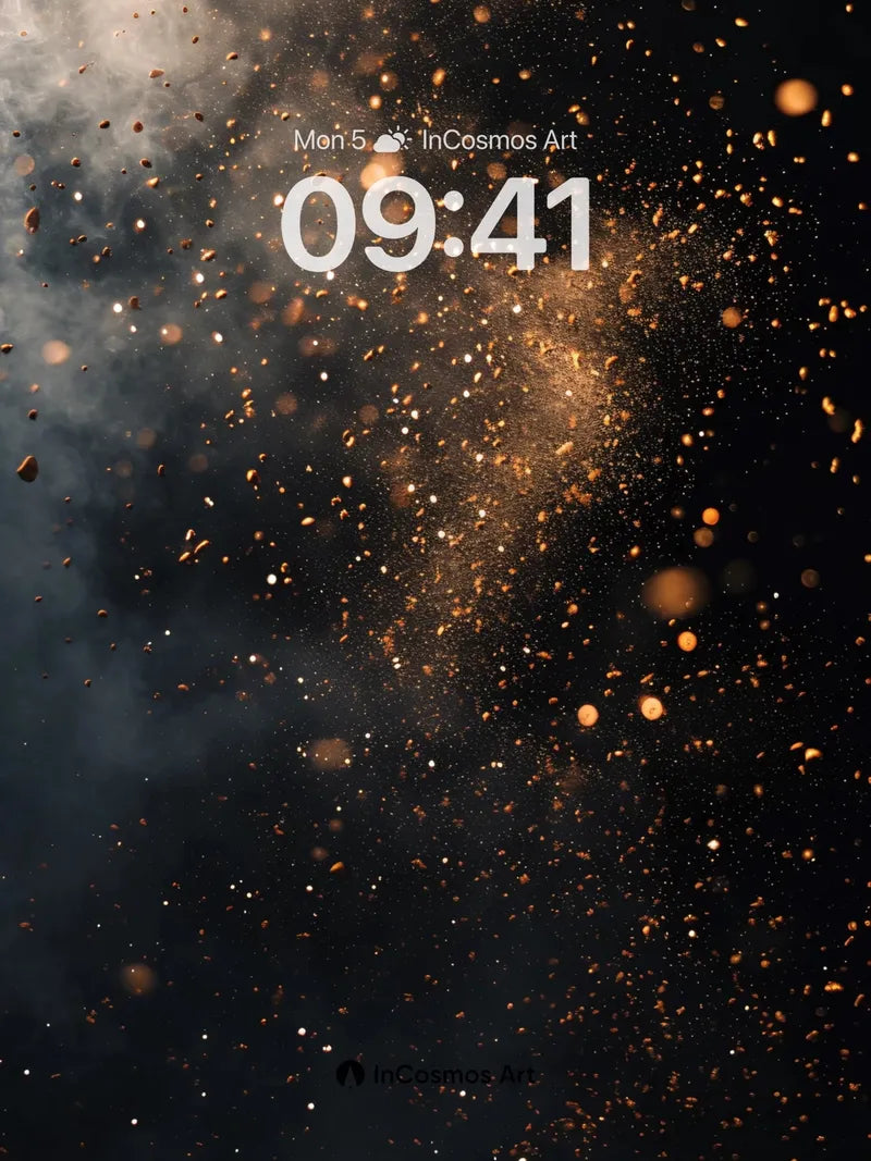 Cosmic Ember Wallpaper with Floating Ash