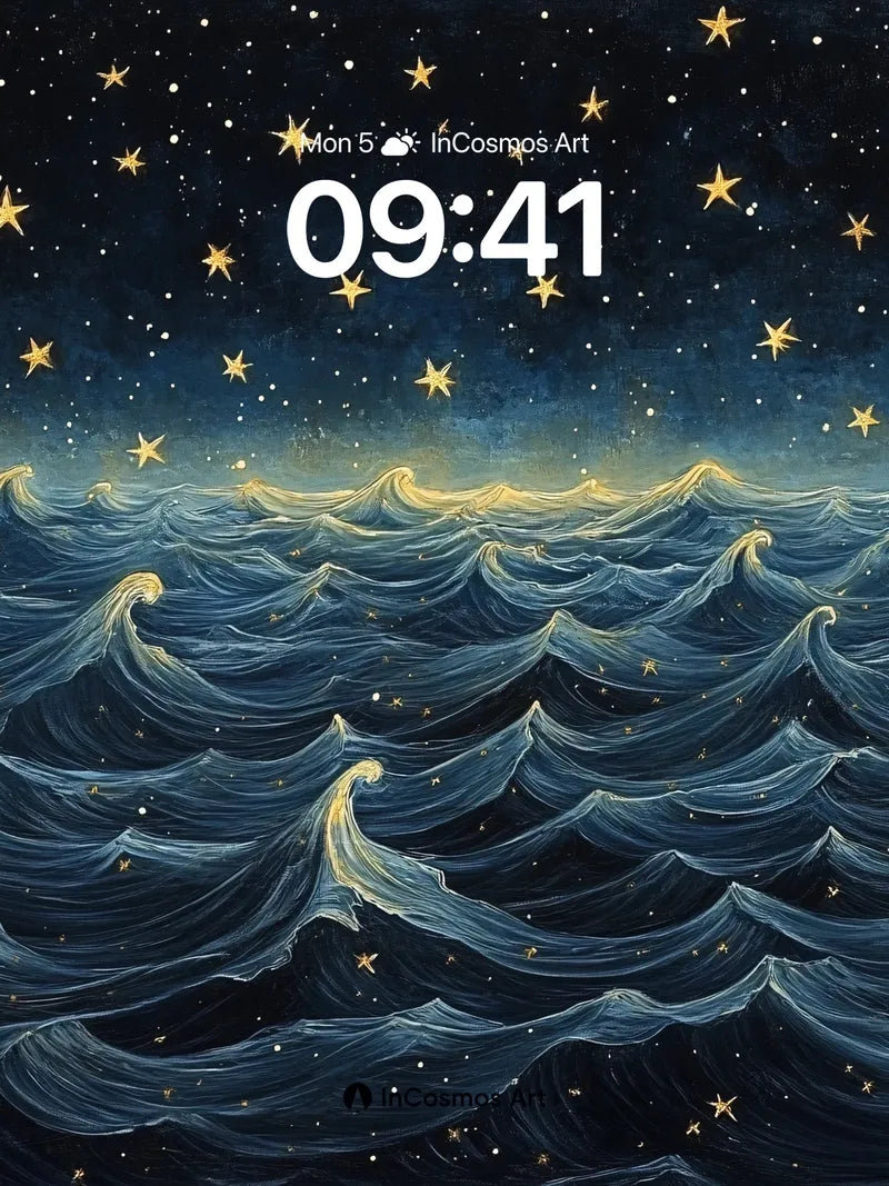 Starry Tide Wallpaper with Whispering Waves