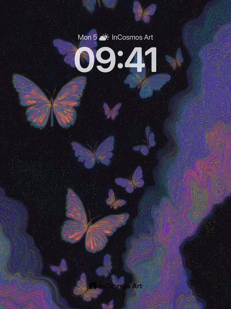 Cosmic Flutter Wallpaper with Ethereal Wings