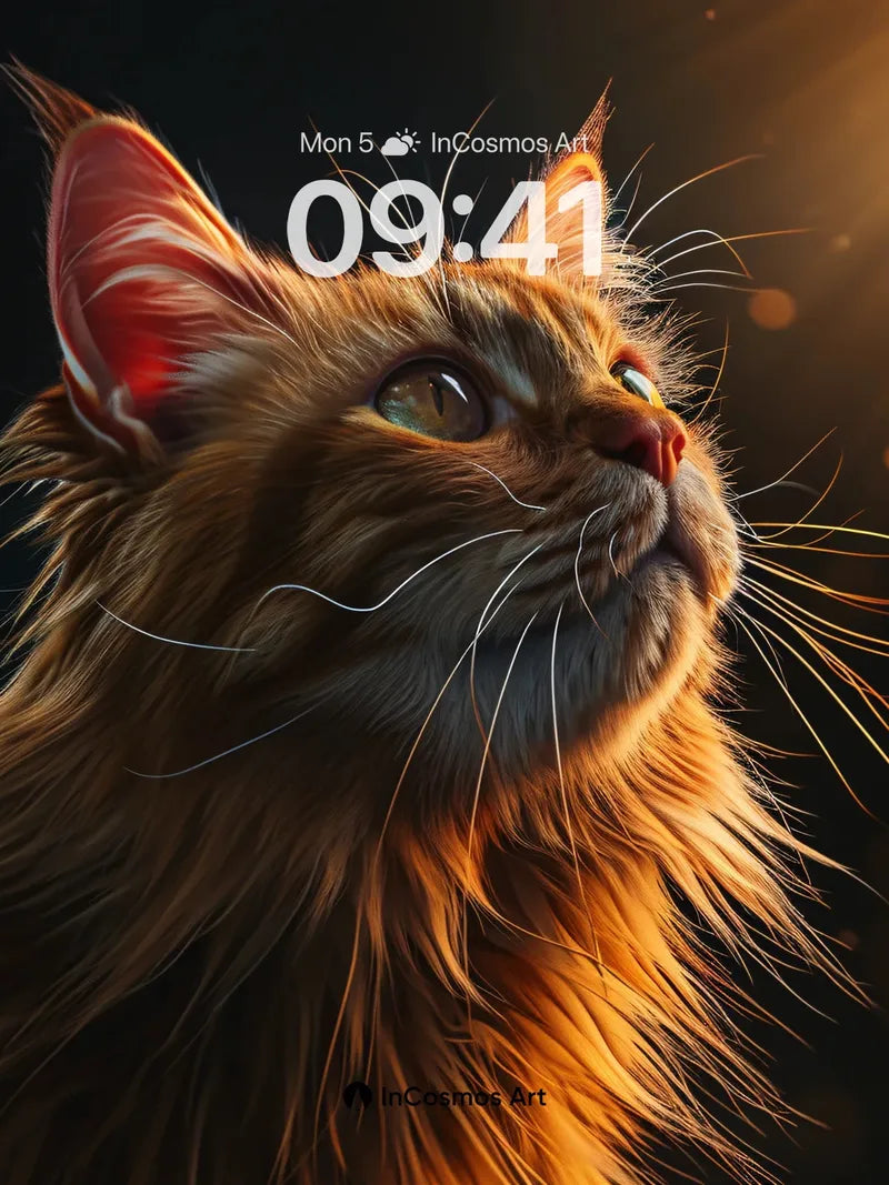 Golden Gaze Wallpaper with Sunlit Fur wallpaper for iPhone, iPad & Mac