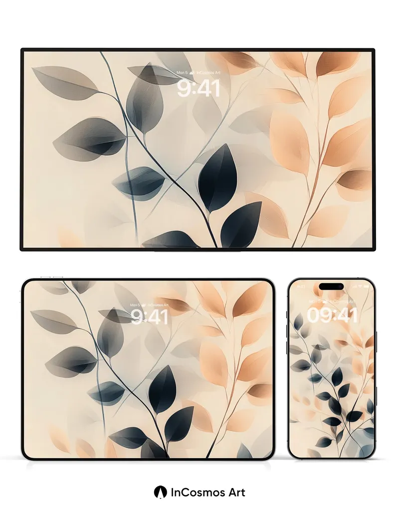Serenity Leaf Veil Wallpaper with Ethereal Gradient