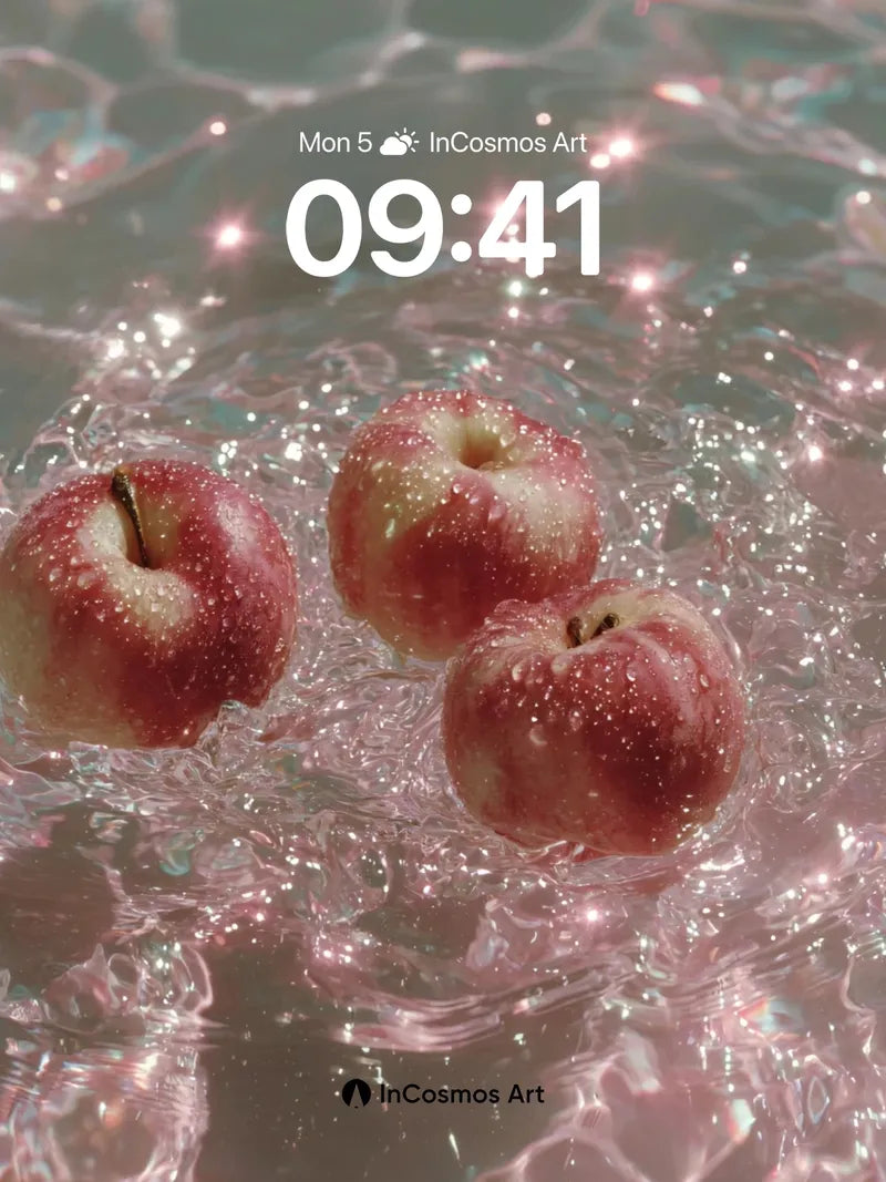 Luminous Float Wallpaper with Apple Reflections