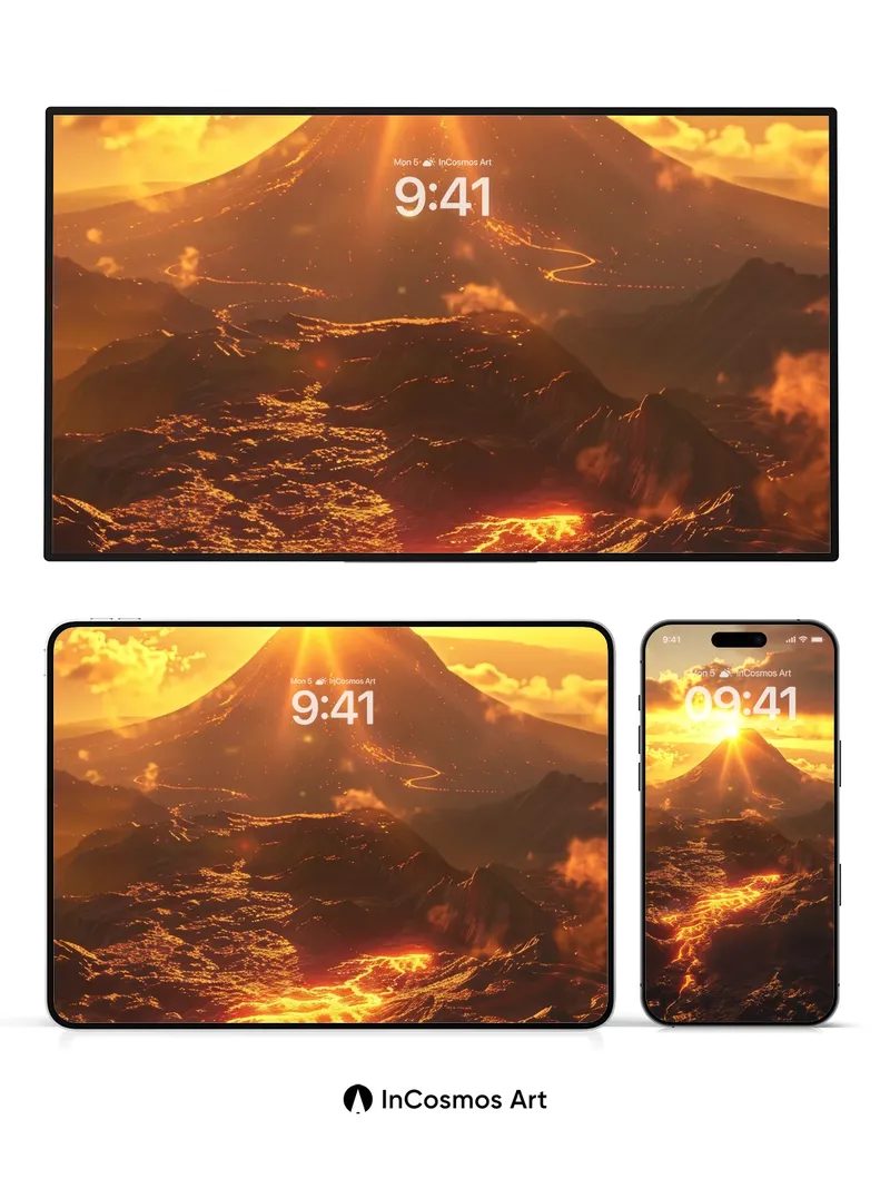 Fiery Ascent Wallpaper with Lava Veins