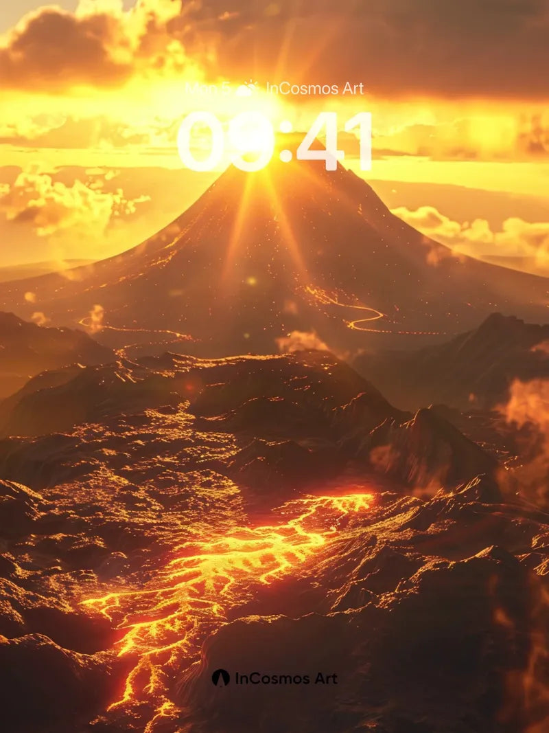 Fiery Ascent Wallpaper with Lava Veins