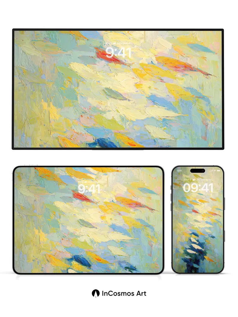 Luminous School Wallpaper with Floating Light