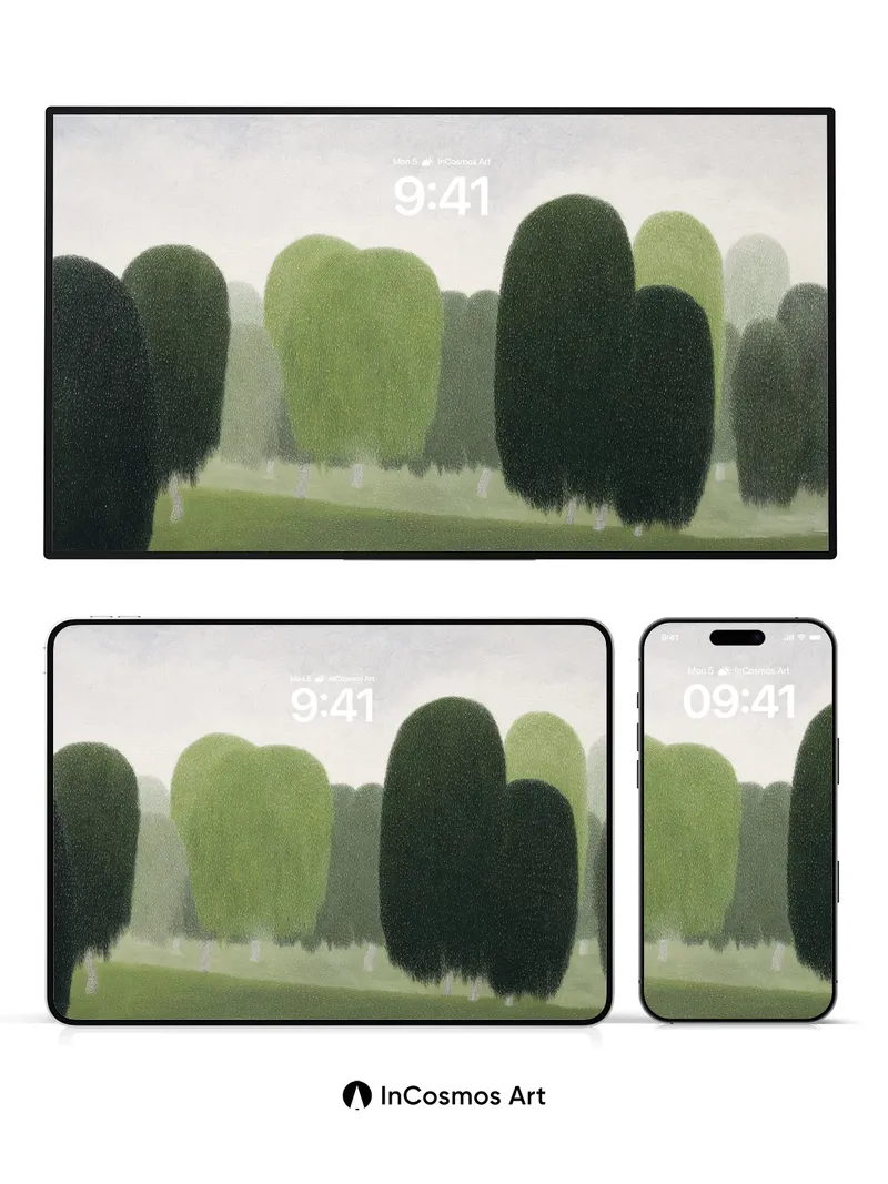 Muted Forest Wallpaper with Whispering Canopy