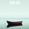 Serenity Boat Wallpaper with Still Water Reflection wallpaper for iPhone, iPad & Mac