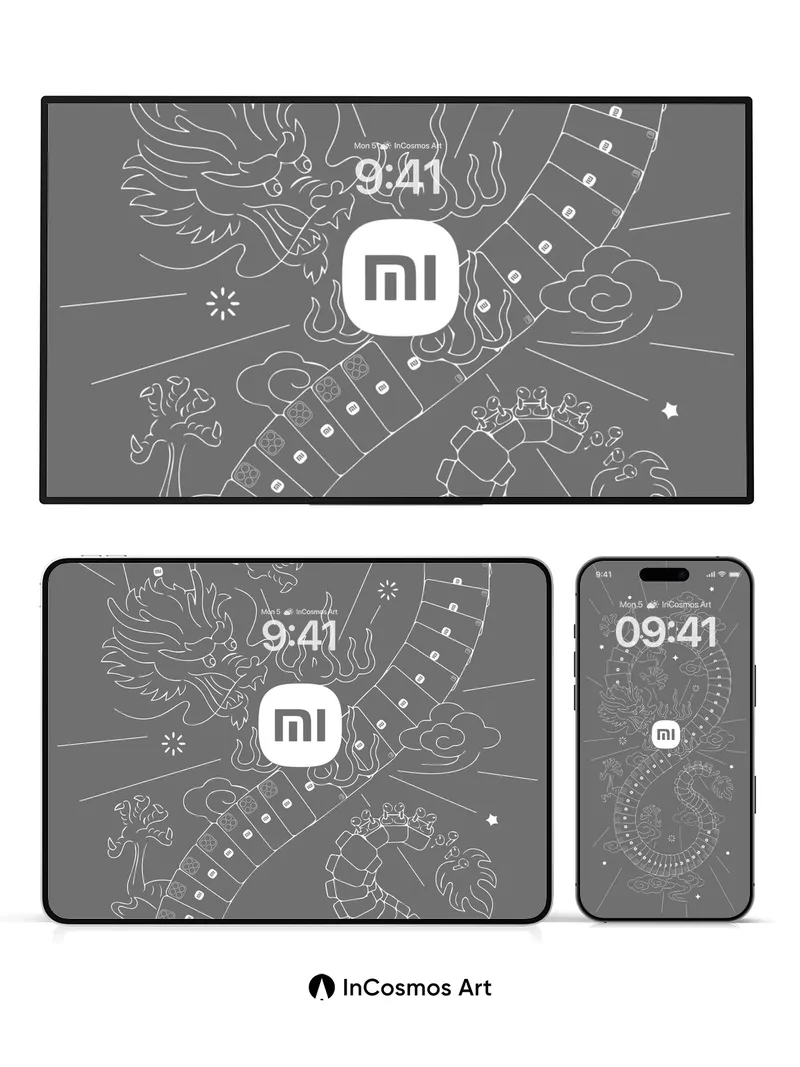 Celestial Dragon Wallpaper with Xiaomi Symbol