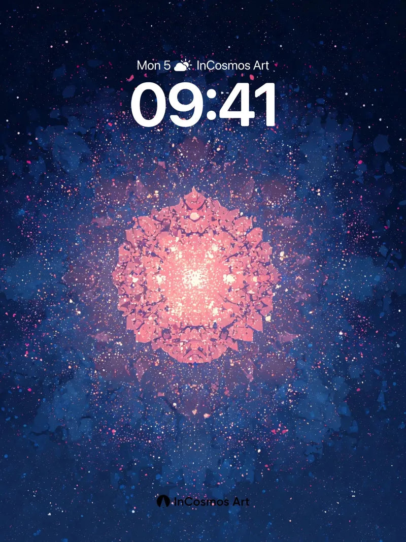 Cosmic Bloom Wallpaper with Starlit Fractal Core wallpaper for iPhone, iPad & Mac