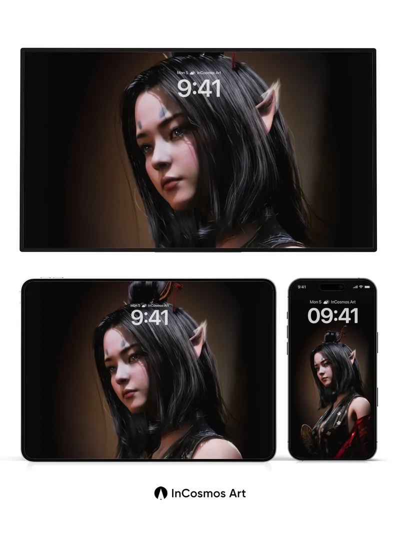 Shadowed Bloom Wallpaper with Elven Grace