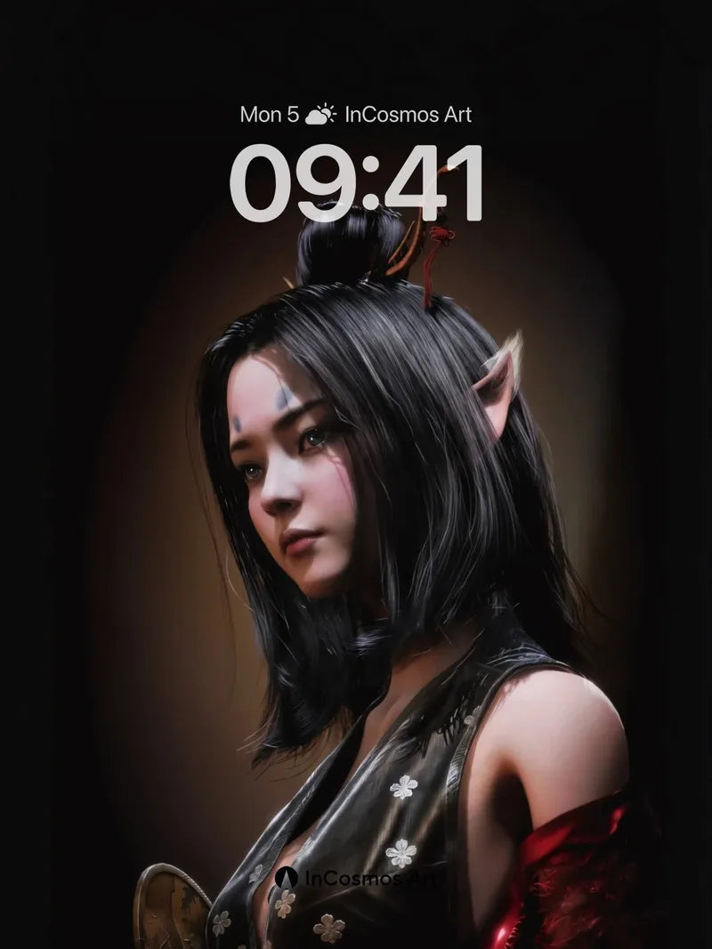 Shadowed Bloom Wallpaper with Elven Grace