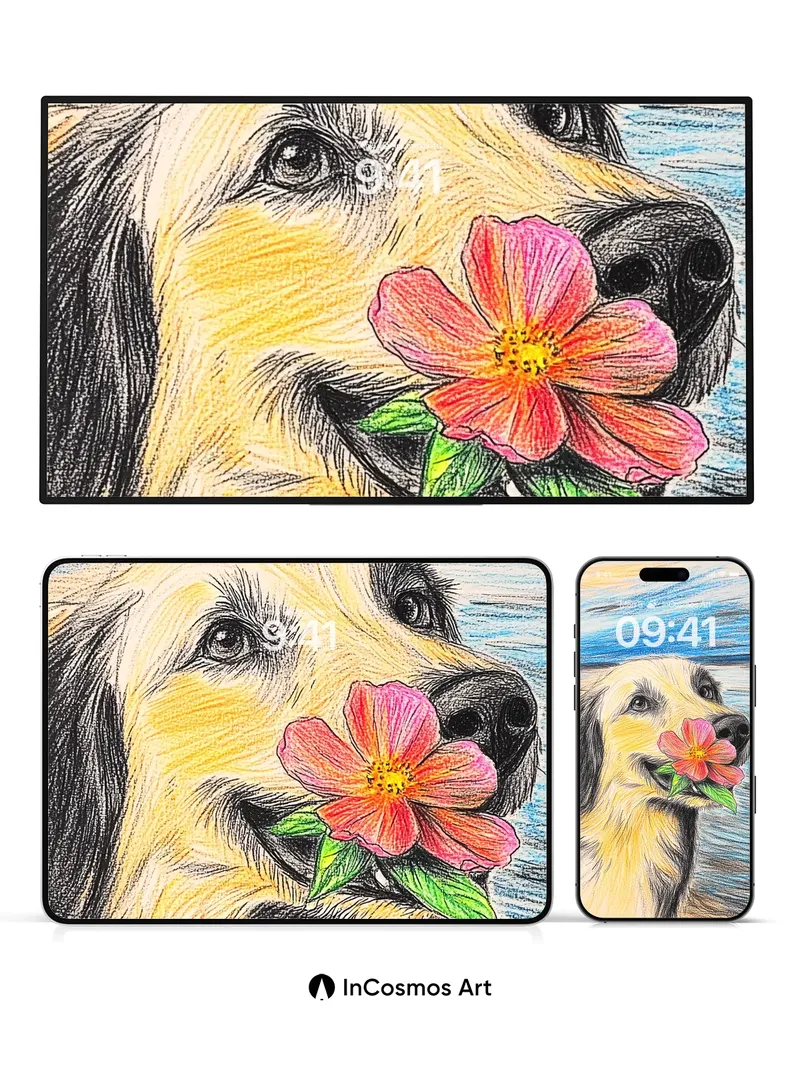 Golden Serenity Wallpaper with Petal Embrace