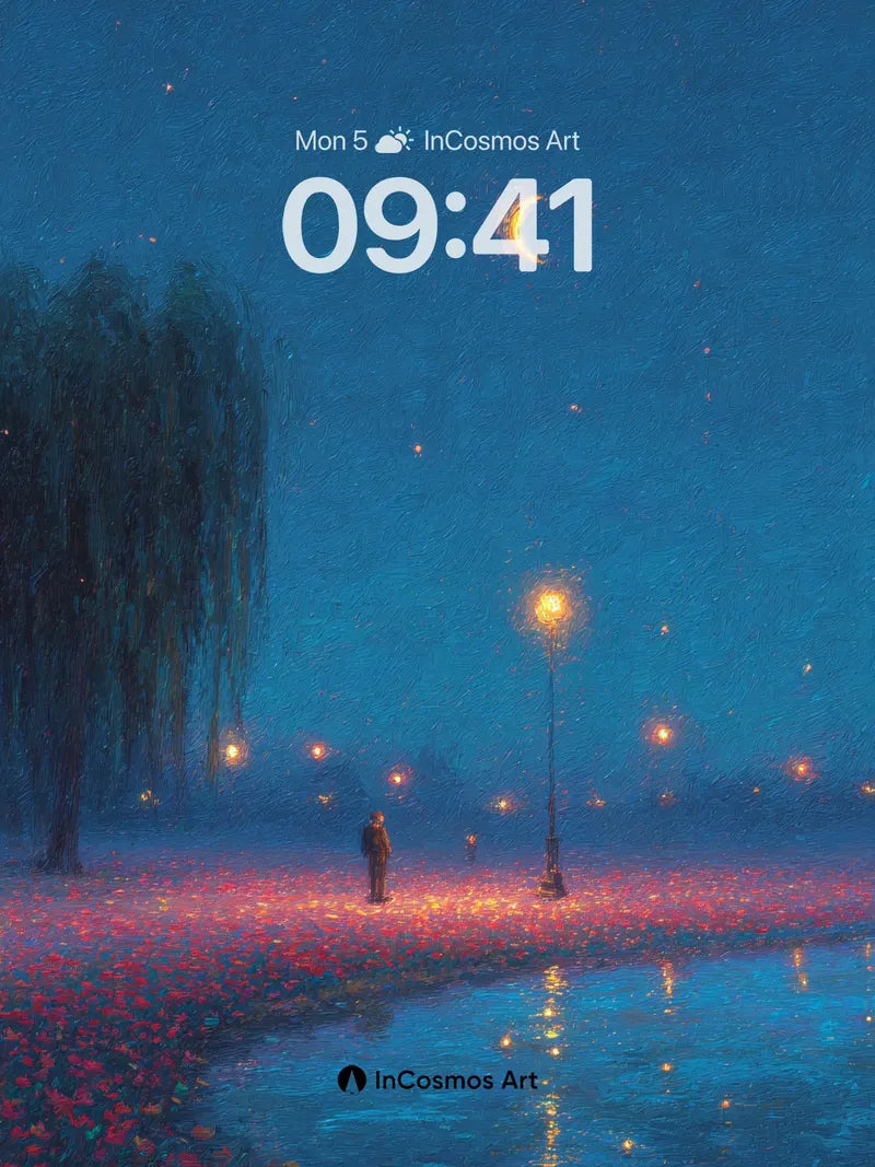 Nocturnal Reverie Wallpaper with Floating Petals wallpaper for iPhone, iPad & Mac