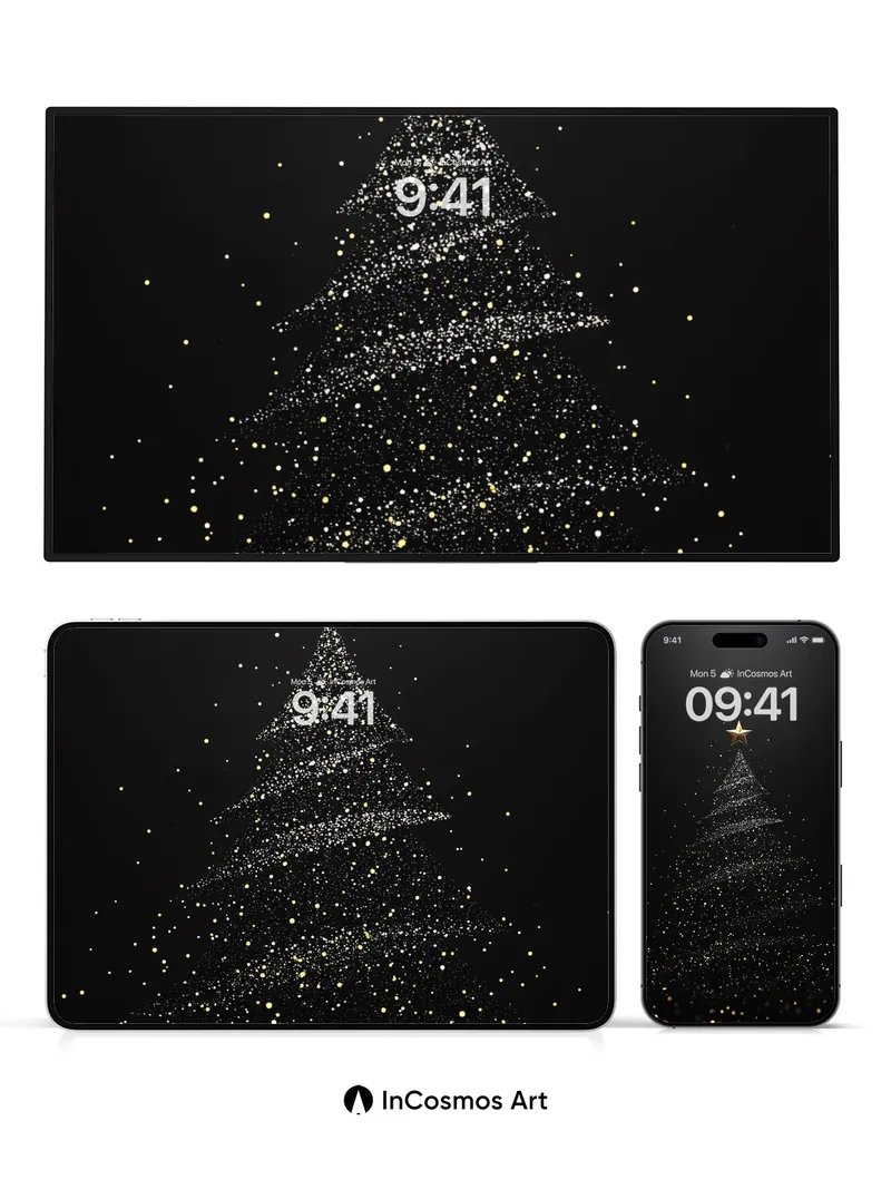 Stellar Pine Wallpaper with Golden Star Crown