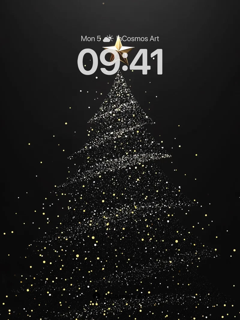 Stellar Pine Wallpaper with Golden Star Crown