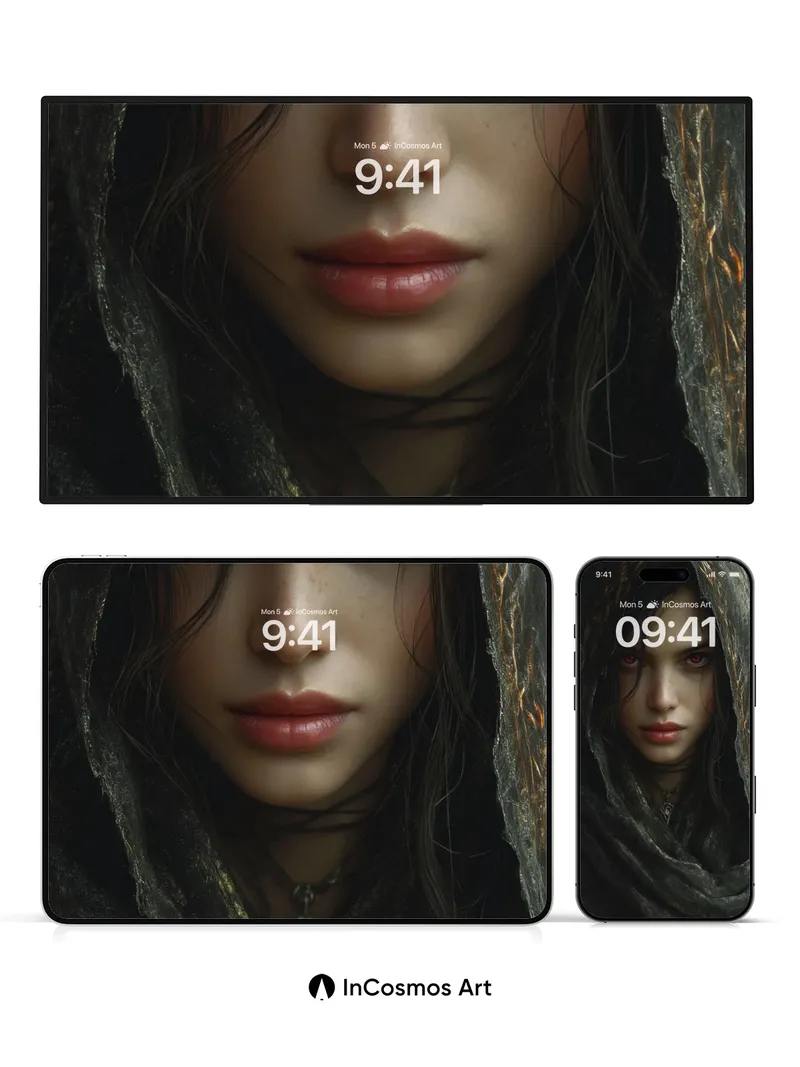 Ethereal Shadow Wallpaper with Crimson Eyes