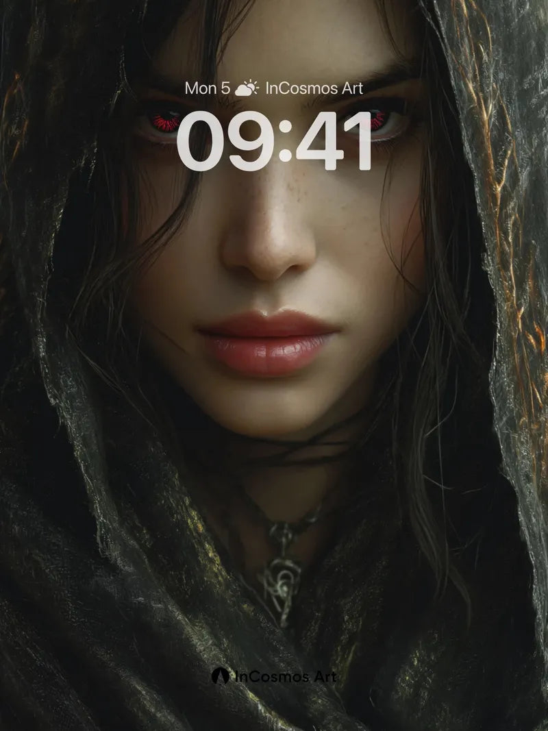 Ethereal Shadow Wallpaper with Crimson Eyes