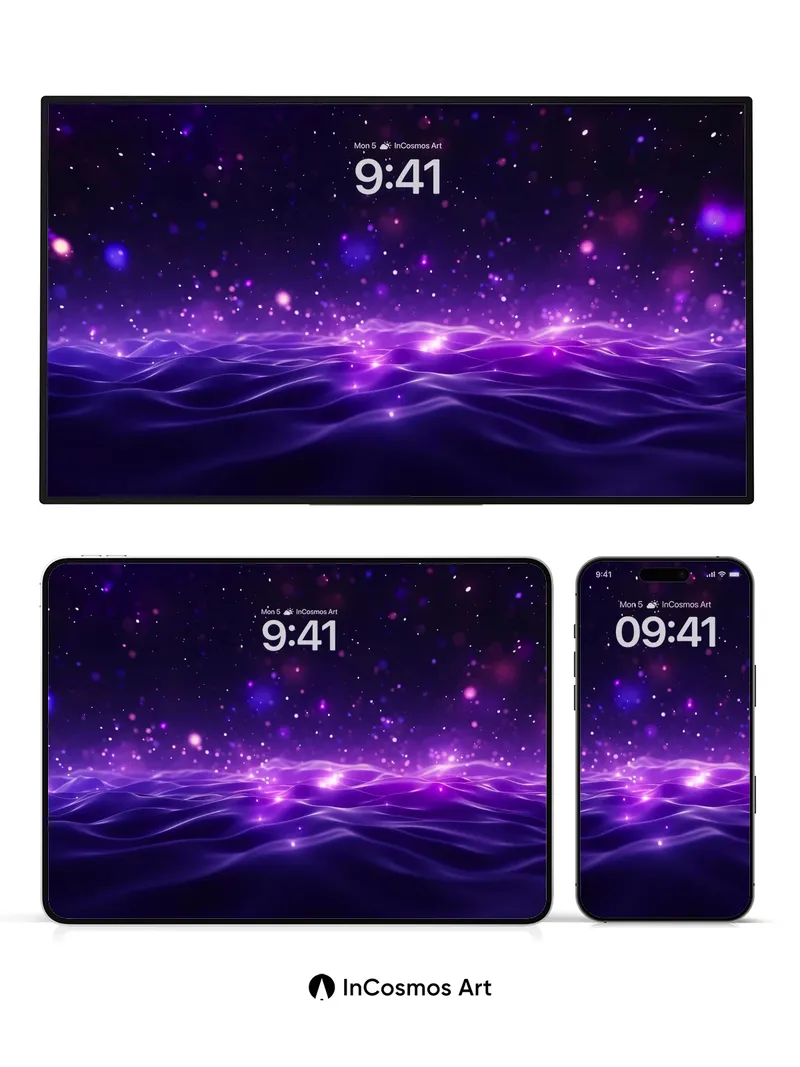 Cosmic Luminance Wallpaper with Electric Waves