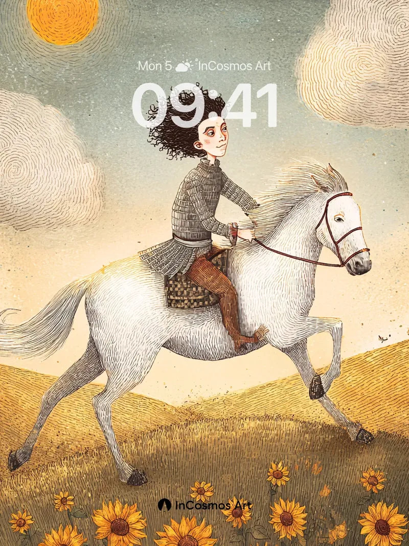 Whispering Sunflower Fields Wallpaper with Curly Rider