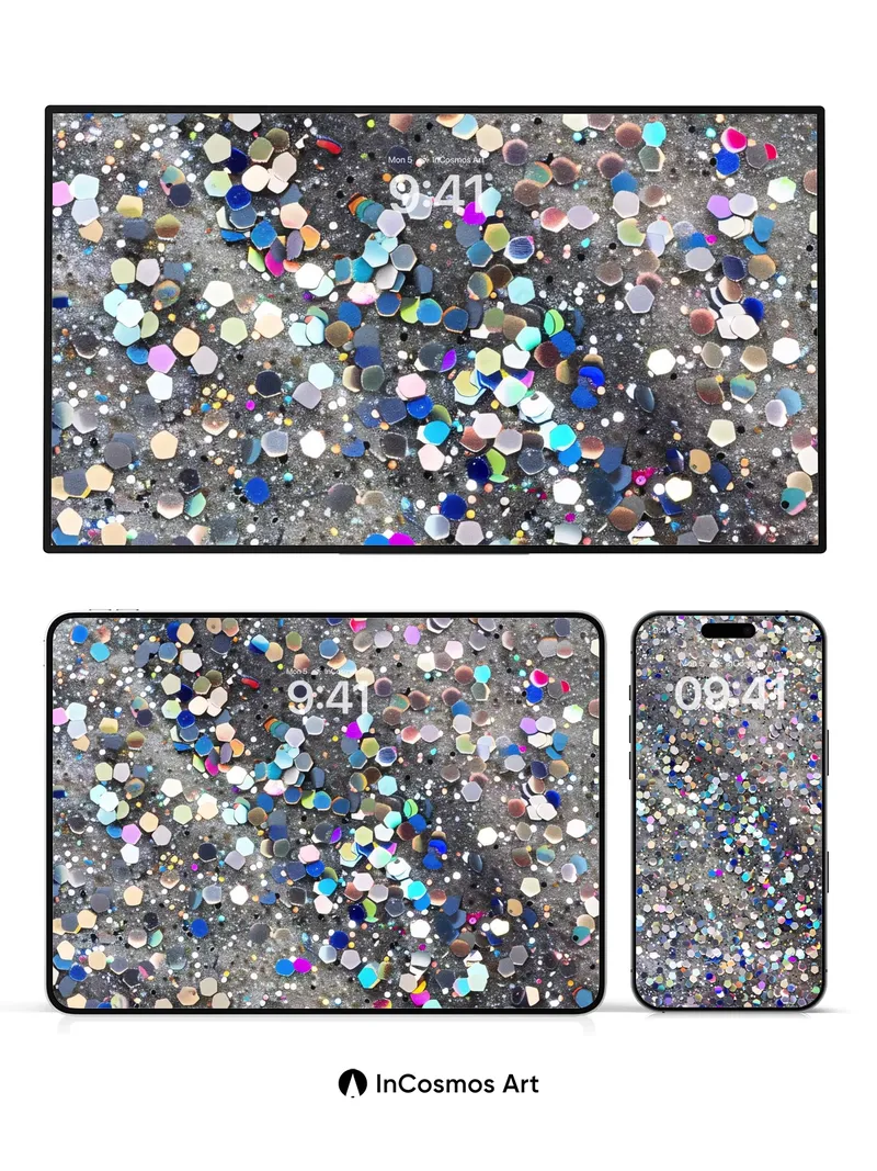 Cosmic Confetti Wallpaper with Iridescent Sparkle