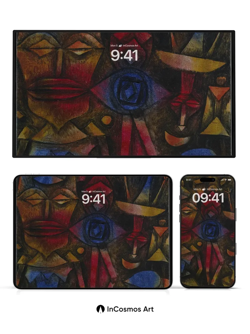 Cubist Echo Wallpaper with Geometric Faces
