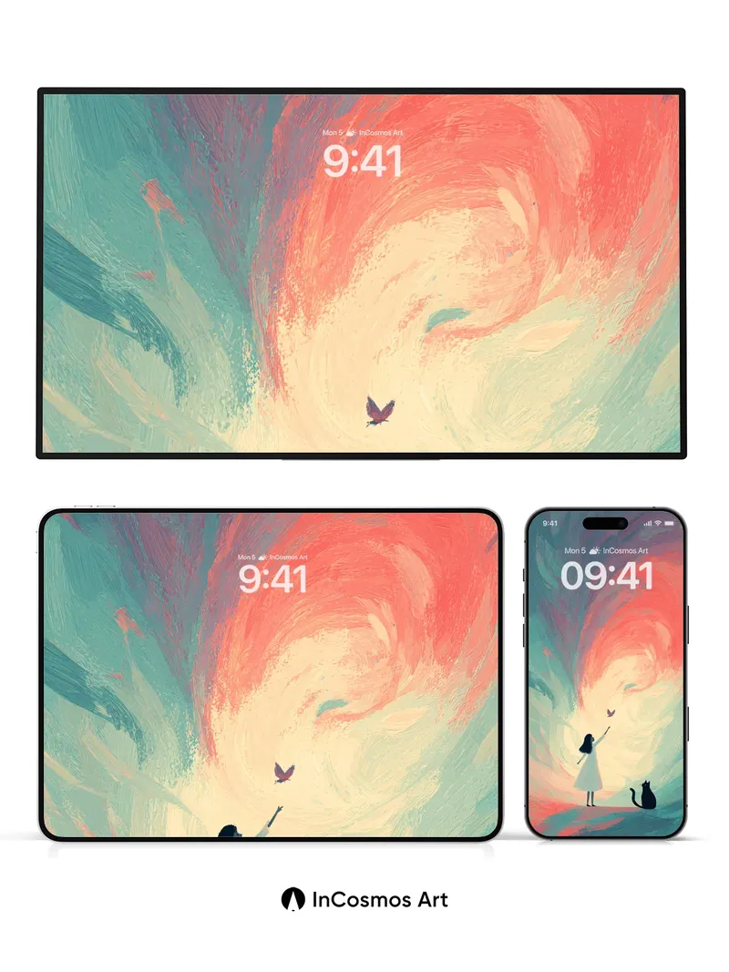 Whirlwind Wonder Wallpaper with Silent Cat