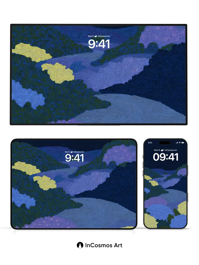 Nocturnal Bloom Wallpaper with Hidden Patterns