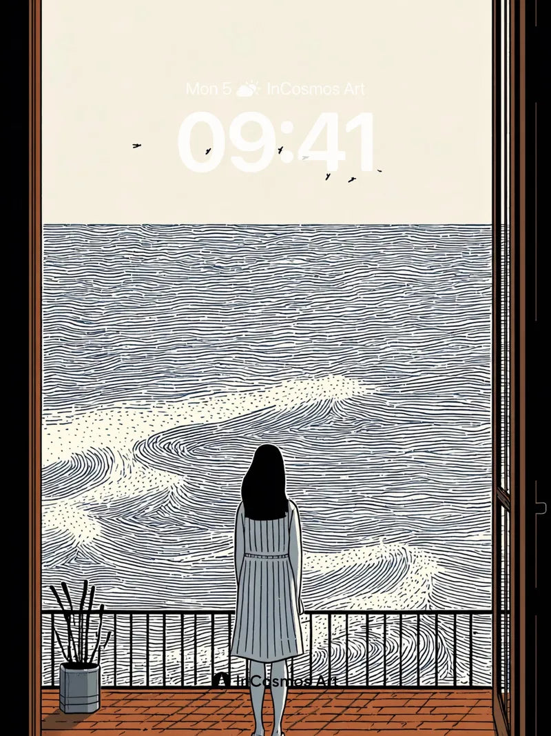 Serenity Sea View Wallpaper with Silent Contemplation