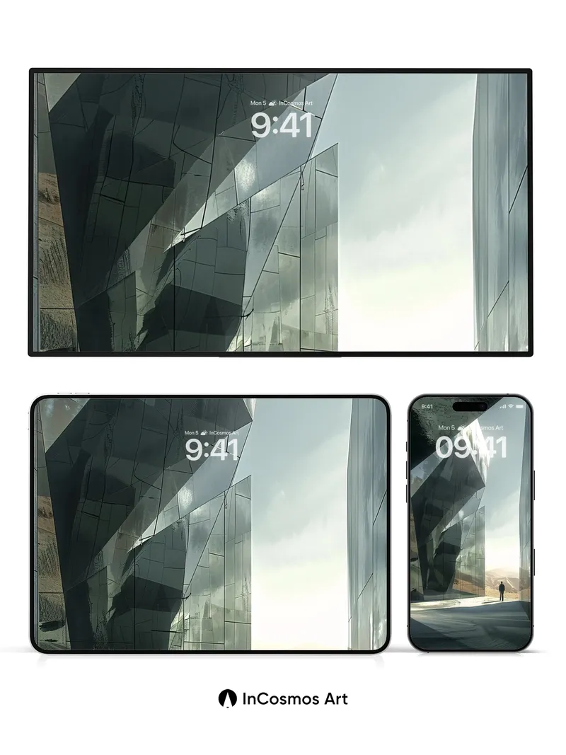 Silent Geometry Wallpaper with Reflective Depths