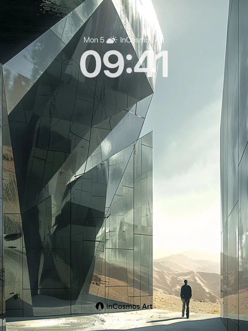 Silent Geometry Wallpaper with Reflective Depths