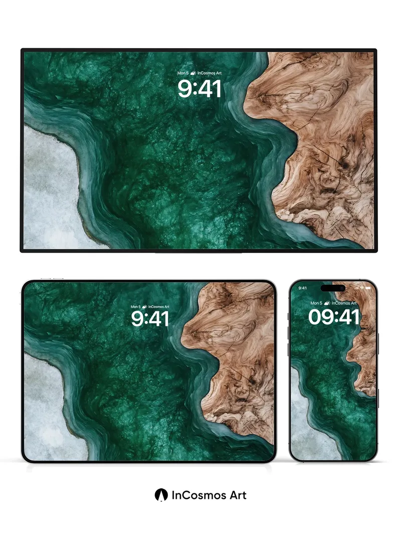 Emerald Vein Wallpaper with Earth's Pulse