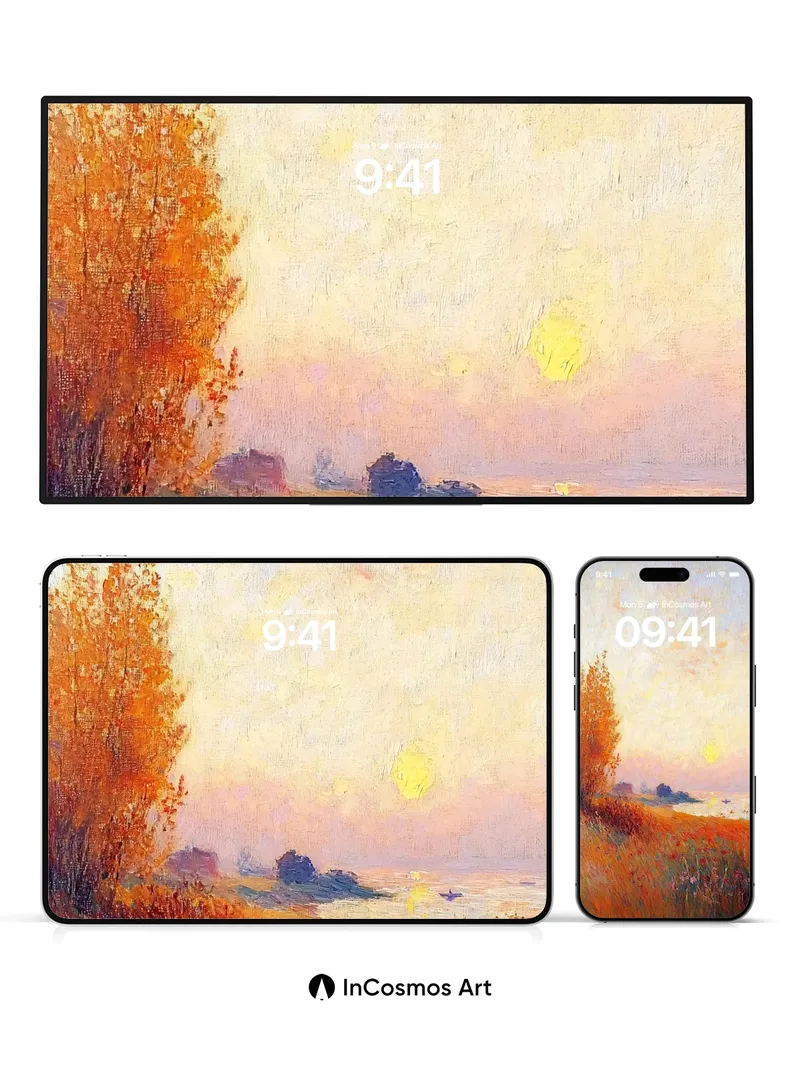 Golden Hush Wallpaper with Sunset Brushstrokes