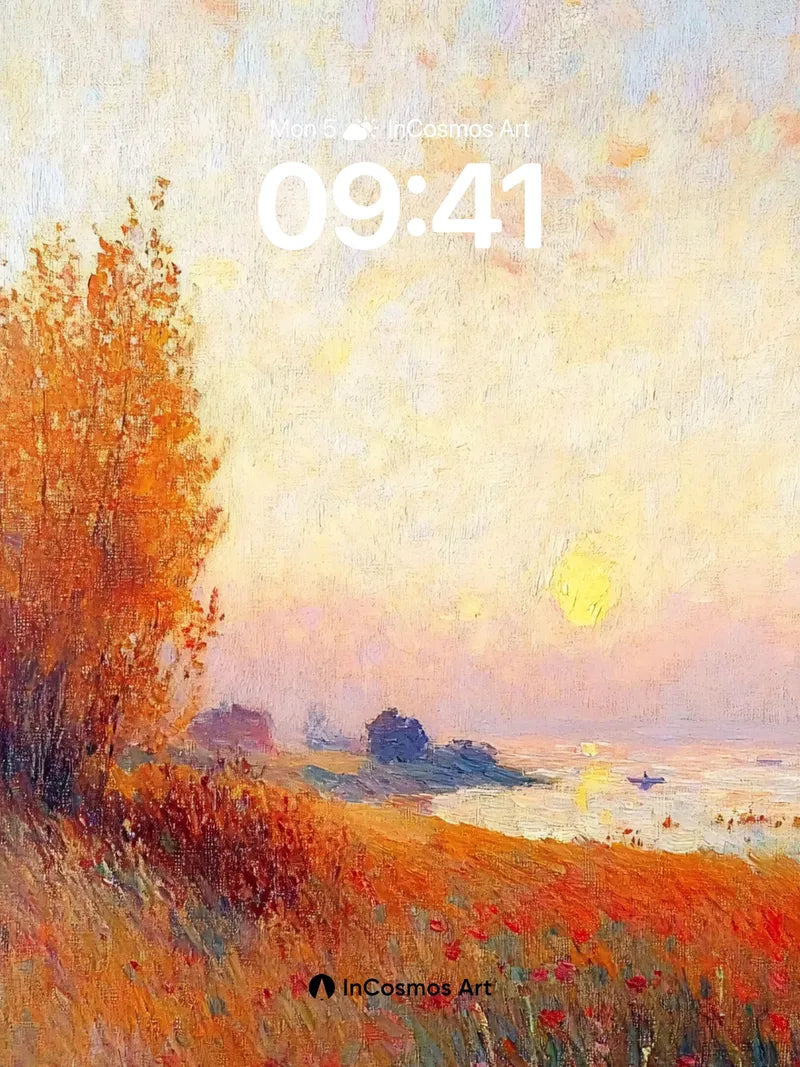 Golden Hush Wallpaper with Sunset Brushstrokes