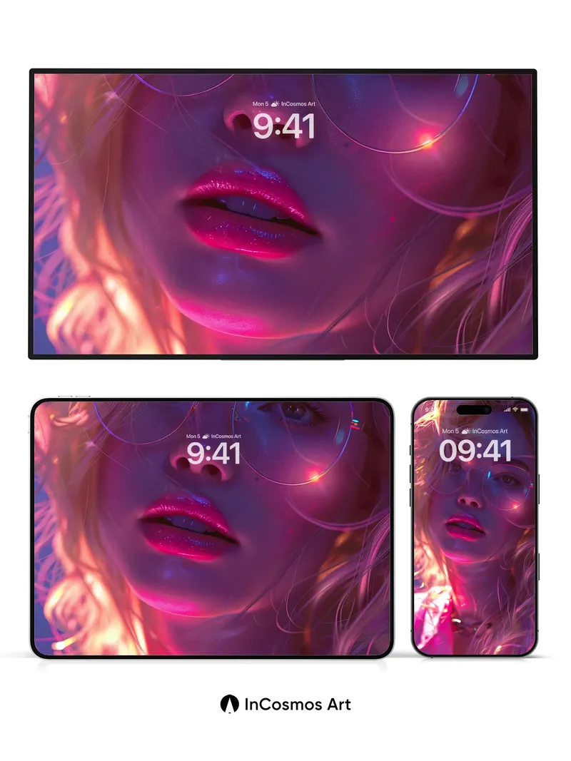 Neon Mirage Wallpaper with Glass Reflections