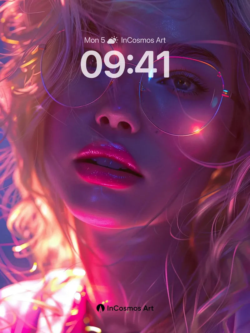 Neon Mirage Wallpaper with Glass Reflections