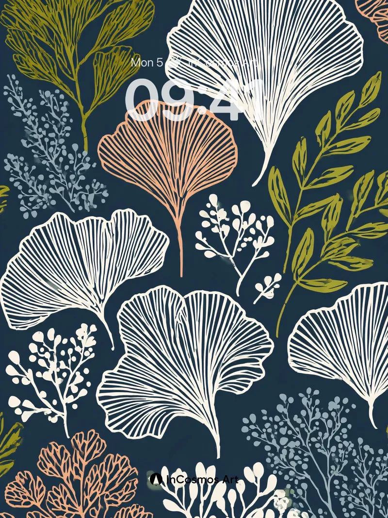 Whispering Ginkgo Wallpaper with Linen Veins wallpaper for iPhone, iPad & Mac