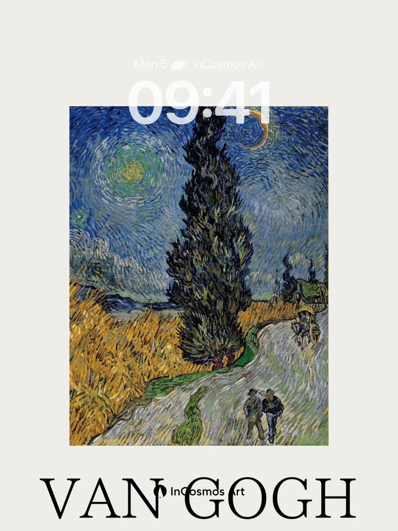 Starry Path Wallpaper with Cypress Whispers